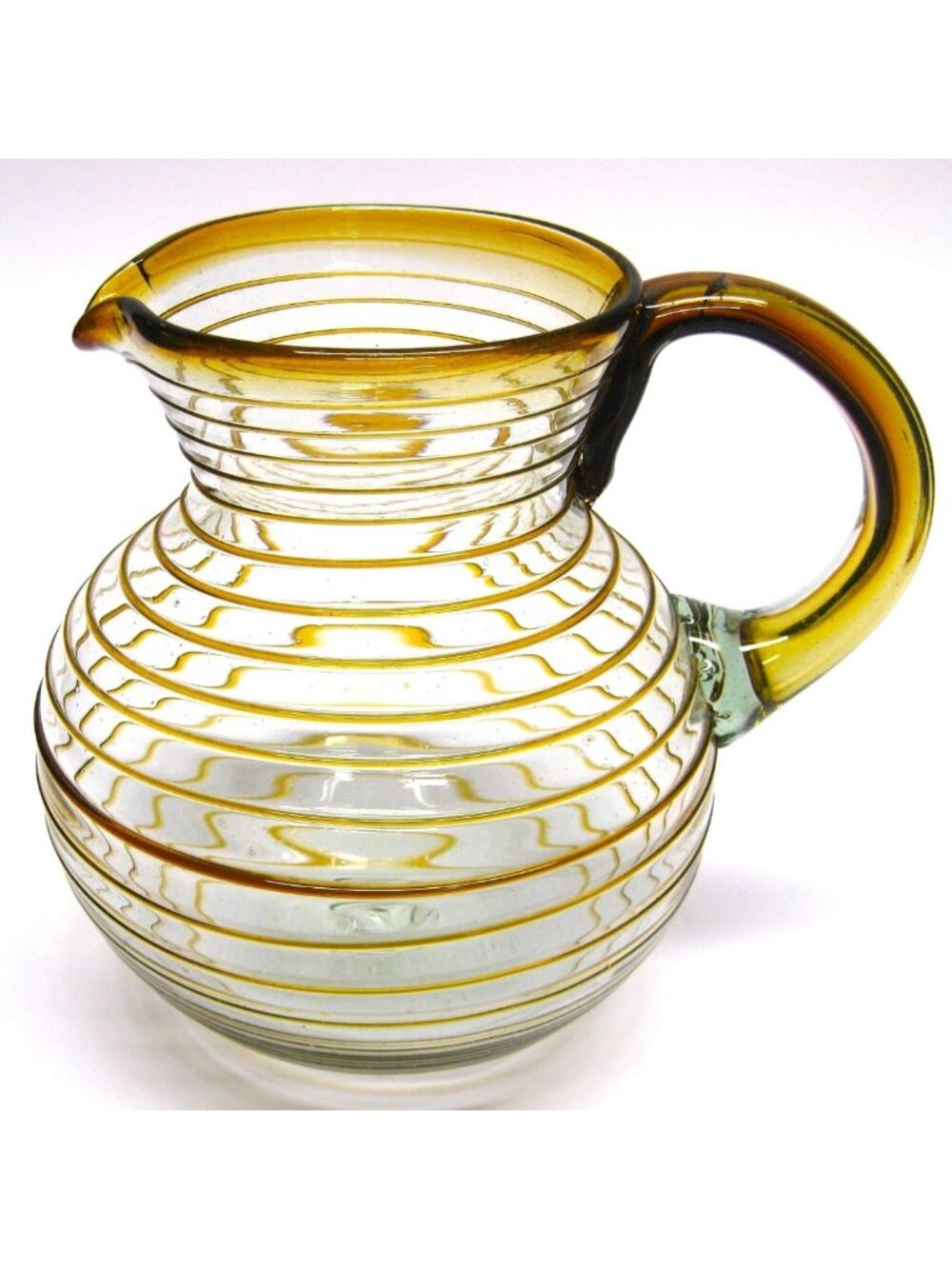 Large 120 oz Amber Spiral Pitcher - Eco-Friendly Recycled Glass, Lead-Free